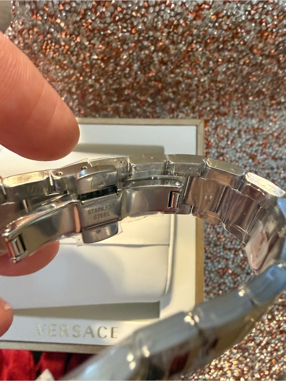 Versace Men's Silver Watch with Turquoise Dial - Picture 5 of 14